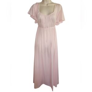 Vintage JCPenney Pink Nylon Nightgown Maxi L | 1970s-90s Cottagecore Granny Soft